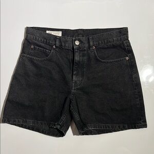 Zara Black Denim High-Waist Shorts